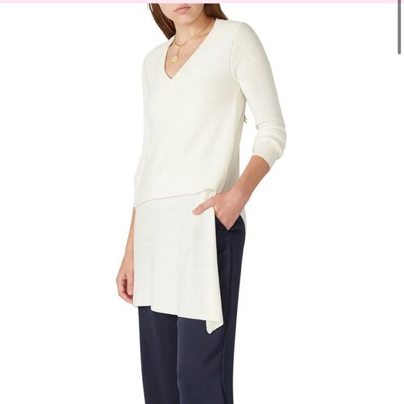 Derek Lam Collective small asymmetrical white part wool blend sweater tunic - Picture 1 of 6